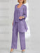 Light Purple mother of the bride 3 piece chiffon pantsuit with long jacket