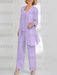 Lilac mother of the bride 3 piece chiffon pantsuit with long jacket