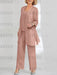 Mauve mother of the bride 3 piece chiffon pantsuit with long jacket