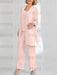 Pearl Pink mother of the bride 3 piece chiffon pantsuit with long jacket