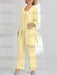 Yellow mother of the bride 3 piece chiffon pantsuit with long jacket