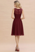 Mulberry Ruffle Chiffon Short Bridesmaid Dress Sleeveless V-Neck Aline Knee Length Homecoming Dress - Prom Dresses
