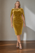 Mustard Plus size Fuchsia velvet dress with a cowl neck and cape sleeves #31