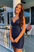 Navy Sparkly Beaded Spaghetti Straps Tight Short Homecoming Dress