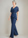 2 Mother of the Bride Pantsuits with V-Neck Ruched Detail Flutter Sleeves and Floor-Length Beading