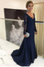 Navy Blue Elegant Long Sleeves Lace mother of the bride dress V-Neck - Prom Dresses