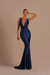 Navy Blue Elegant Champagne Mermaid Prom Dress Long Slimming