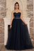 Navy Blue Elegant Strapless Sweetheart Tulle Ball Gown Prom Dress Long - Prom Dresses