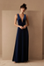 Velour Evening Dress - Navy Blue