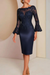 Navy Blue Long sleeves mermaid knee length Satin Mother of the bride dress - Prom Dresses
