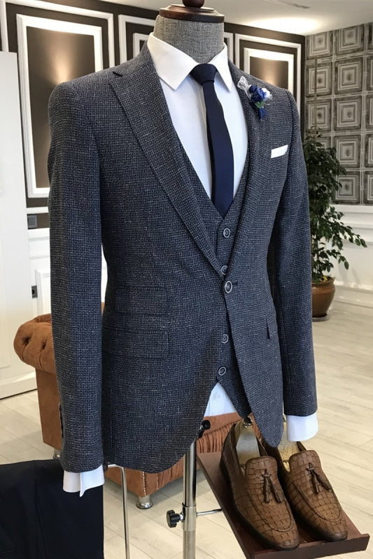2 Pieces Dark Navy Business Suit for Parties main image 1
