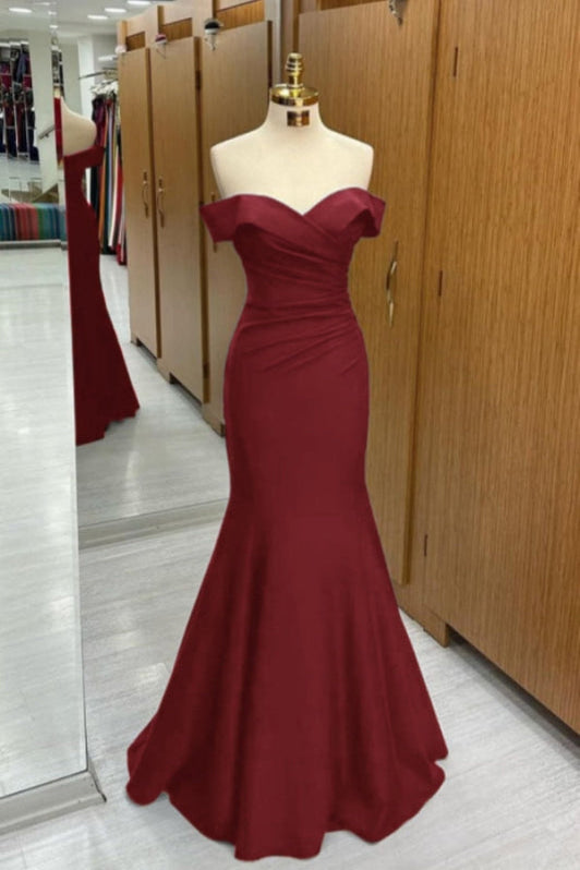 Navy Blue Lace Off-the-Shoulder Mermaid Prom Dress with Sheer Corset Plunge