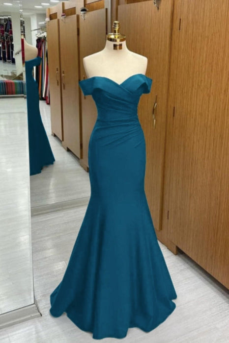 Black Off-the-shoulder Sweetheart Sleeveless Long Mermaid Prom Dress - Prom Dresses