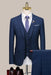 Alexander Navy Blue Plaid Close Fitting Fashion Formal Business Suit