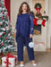 Plus Size Mother of the Bride Scoop Neck Chiffon Pantsuit with Appliques
