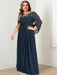 Plus Size Floor-Length Mother of the Bride A-Line Dress with Scoop Neckline Pleats and Sequins