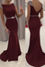 Burgundy Sequined Fitted Cap Sleeve Mermaid Prom Dress Formal Gown - Prom Dresses