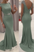 Dusty Sage Sequined Fitted Cap Sleeve Mermaid Prom Dress Formal Gown - Prom Dresses