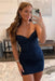 Navy Blue Strapless Beaded Short Lace Prom Dresses Sweetheart Tight Homecoming Dresses