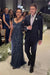 Navy Off-the-Shoulder Sheath Mother of the Bride Dress with Beadings Long Wedding Guest Dress