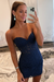 Navy Lace Sweetheart Tight Short Homecoming Dress