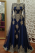 Navy A-Line/Princess Long Sleeves Scoop Floor-Length Applique Tulle Muslim Dresses - Prom Dresses