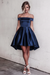 Navy Sexy Off the Shoulder Prom Simple Short Homecoming Dress - Prom Dresses