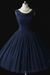 Navy Simple A Line Chiffon Short Prom Dresses tulle Homecoming Dresses
