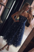 Navy Spaghetti Strap Tea Length Tulle Homecoming Dress Midi Prom Dresses - Prom Dresses