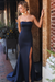 Navy Strapless Split Long Party Dress Sexy Simple Mermaid Prom Gown - Prom Dresses