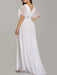 Simple Wedding Dress V Neck Short Sleeves A Line Floor Length Chiffon Sash Plus Size Bridal Gowns With Sweep Train
