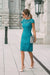 Ocean Blue Lace Formal Dresses Knee Length Mother of the Bride Dress Cap Sleeves