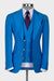 King Ocean Blue Peaked Lapel Three Pieces Wedding Men Suits