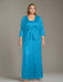 Plus Size 2-Piece Mother of the Bride Dress Set with Square Neck and Floor-Length Sheath