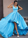 Ocean Blue V-Neck Sleeveless Prom Dress