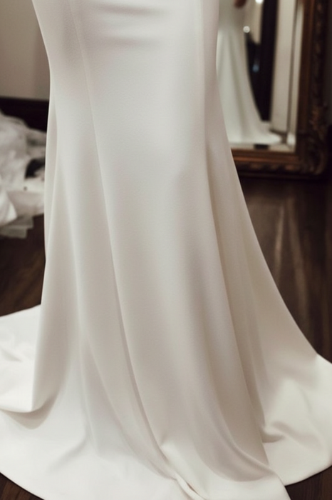 Simple Off the Shoulder Beach Elegant Long Wedding Dress - Wedding Dresses