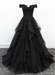Off Shoulder Black Lace Long Prom Dress Lace Formal Evening Dress