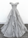 Off Shoulder Silver Lace Long Prom Dress Lace Formal Evening Dress