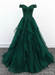 Off Shoulder Emerald Green Lace Long Prom Dress Lace Formal Evening Dress