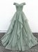 Off Shoulder Dusty Sage Lace Long Prom Dress Lace Formal Evening Dress
