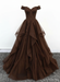 Off Shoulder Chocolate Lace Long Prom Dress Lace Formal Evening Dress
