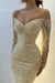 Off Shoulder Long Sleeves Mermaid Prom Dress Beadings Long Evening Dress