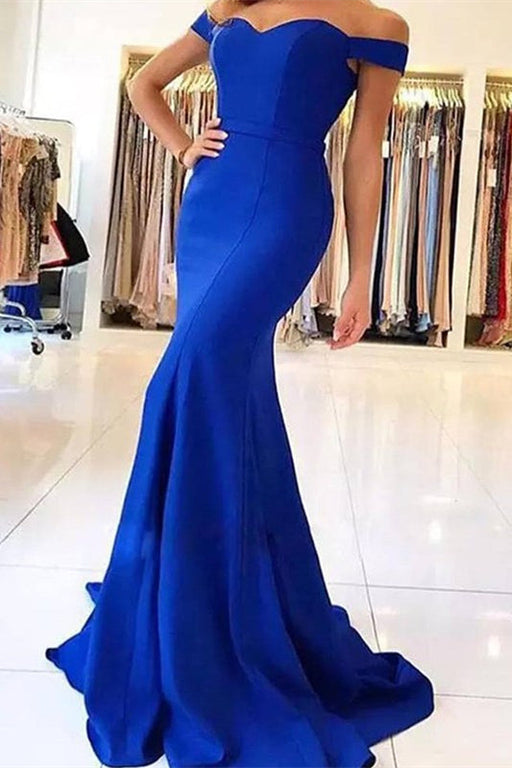Off-Shoulder Royal Blue Mermaid Evening Dress