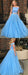 Off Shoulder Two Piece Beading Pink/Sky Blue Prom Dresses, Two Piece Pink/Sky Blue Formal Dresses, Two Piece Long Evening Dresses