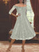 Off-the-shoulder A-Line Lace Dresses for Mothers of the Bride & Groom with Half Sleeves