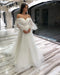 Miabel Elegant Off-the-Shoulder Spaghetti-Strap A-Line Wedding Gown with Lace Appliques and Tulle Long Sleeves