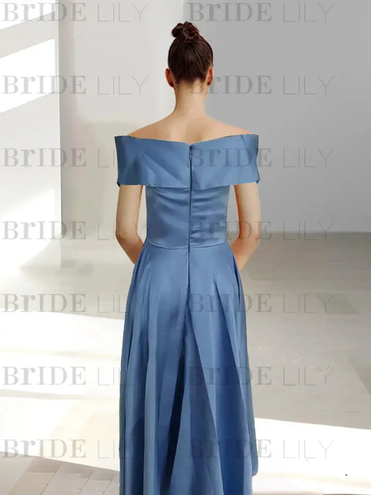 Sleeveless Off-the-Shoulder A-Line/Princess Ankle-Length Mother of the Bride Dresses with Pockets