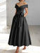 Sleeveless Off-the-Shoulder A-Line/Princess Ankle-Length Mother of the Bride Dresses with Pockets