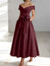 Sleeveless Off-the-Shoulder A-Line/Princess Ankle-Length Mother of the Bride Dresses with Pockets