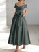 Sleeveless Off-the-Shoulder A-Line/Princess Ankle-Length Mother of the Bride Dresses with Pockets